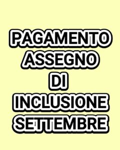 Pagamento assegno di inclusione (ADI) di settembre.